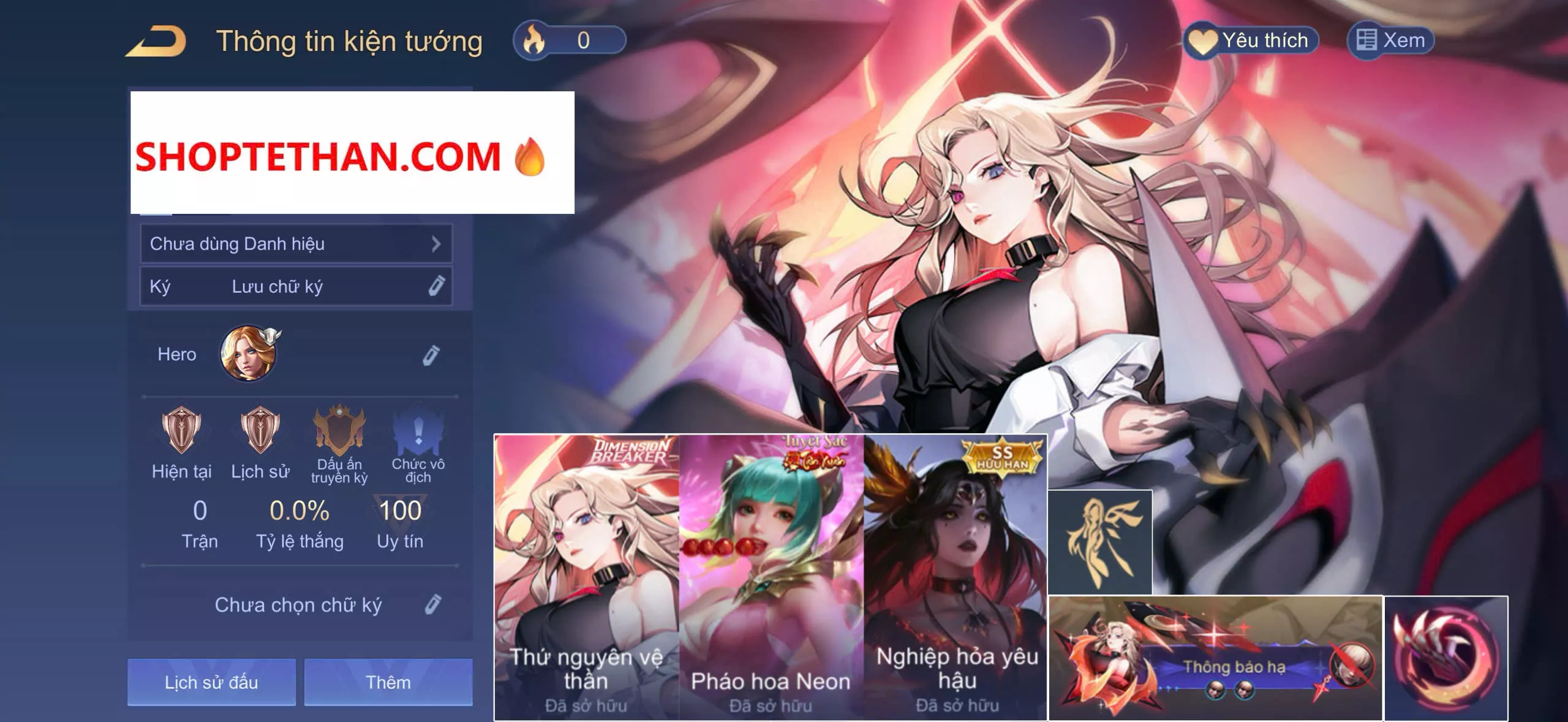 ACC REG: Lauriel thứ nguyên vệ thần + Natalya nghiệp hỏa yêu hậu + Violet tuyệt sắc, sẳn tướng, free đổi tên, trắng thông tin